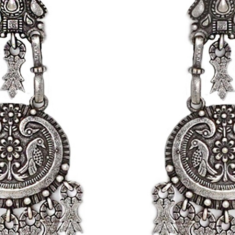 Silver-Plated Contemporary Drop Earrings